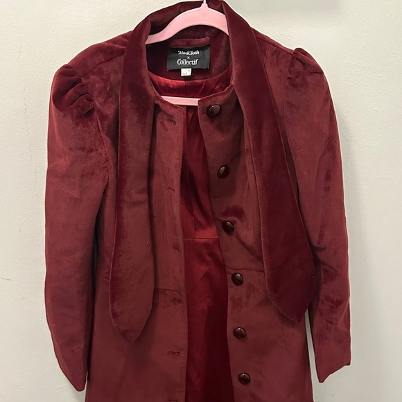 Modcloth Rich Burgundy Velvet Blazer - Picture 1 of 6